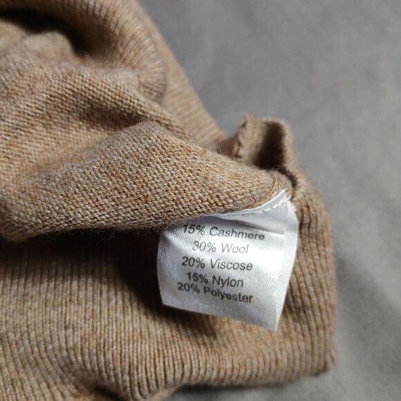 Kallspin Sweater Vest Mens M Cashmere Wool Classic Stretch Preppy Beige V Neck - Picture 2 of 9